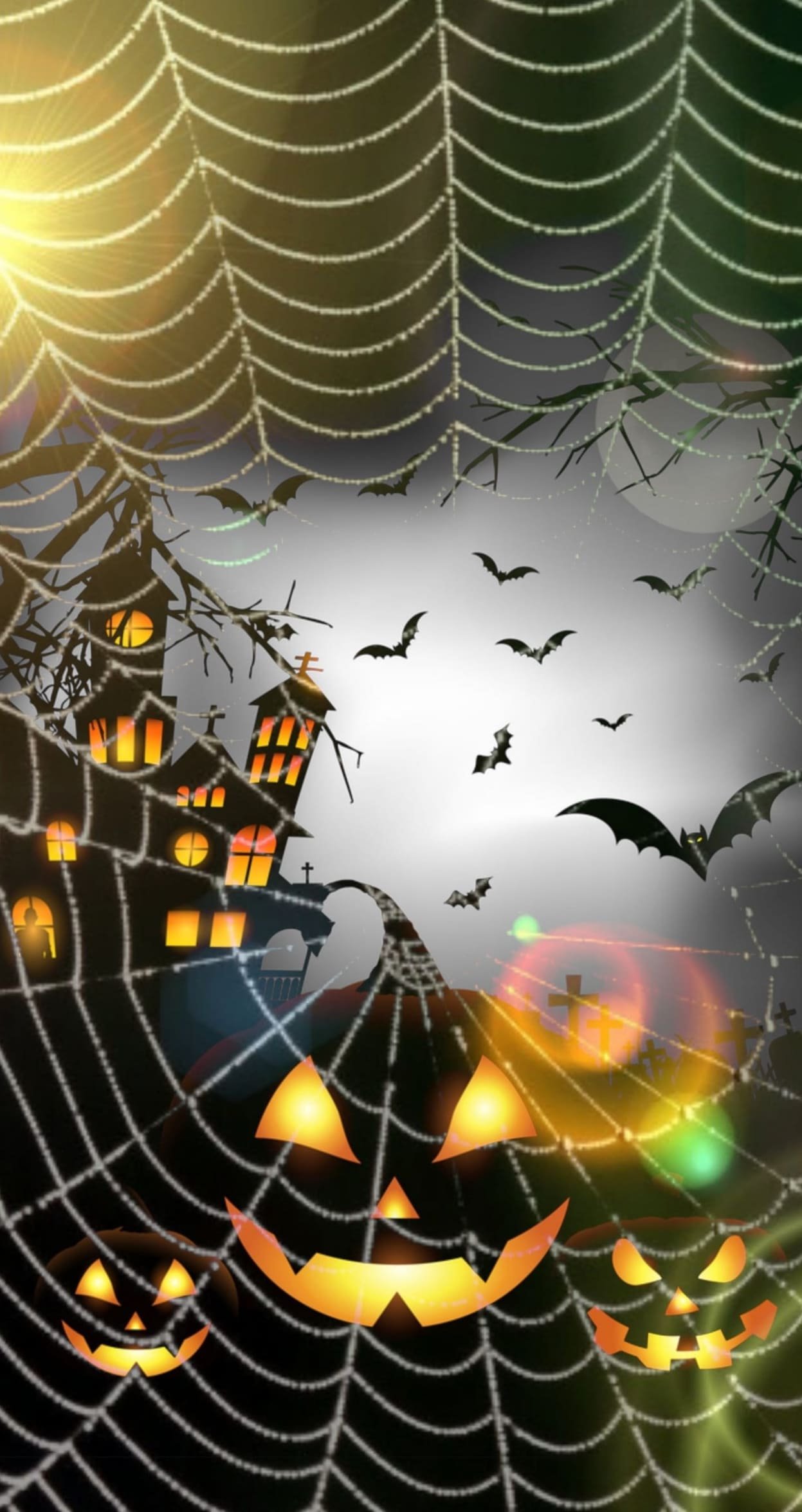 HD wallpaper helloween pumpkin moon bats witchs house cobweb happy halloween