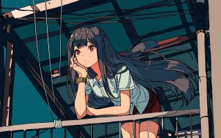 HD wallpaper love red balloon girl anime character