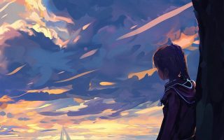 HD wallpaper person leaning on tree illustration landscape digital art coast