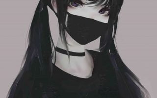 HD wallpaper woman in black shirt illustration female anime character with mouth mask eillustration