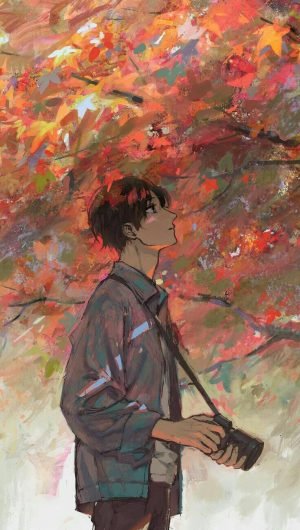 anime boy fall autumn wallpaper for phone