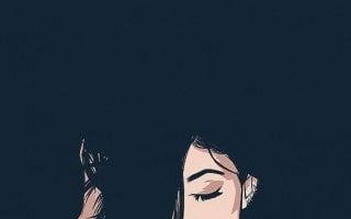 anime girl black hear dark wallpaper for phone
