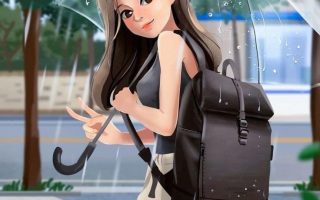 cute girl in street anime girl art
