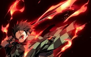HD wallpaper Anime Demon Slayer Kimetsu no Yaiba Boy Fire Katana Red Eyes