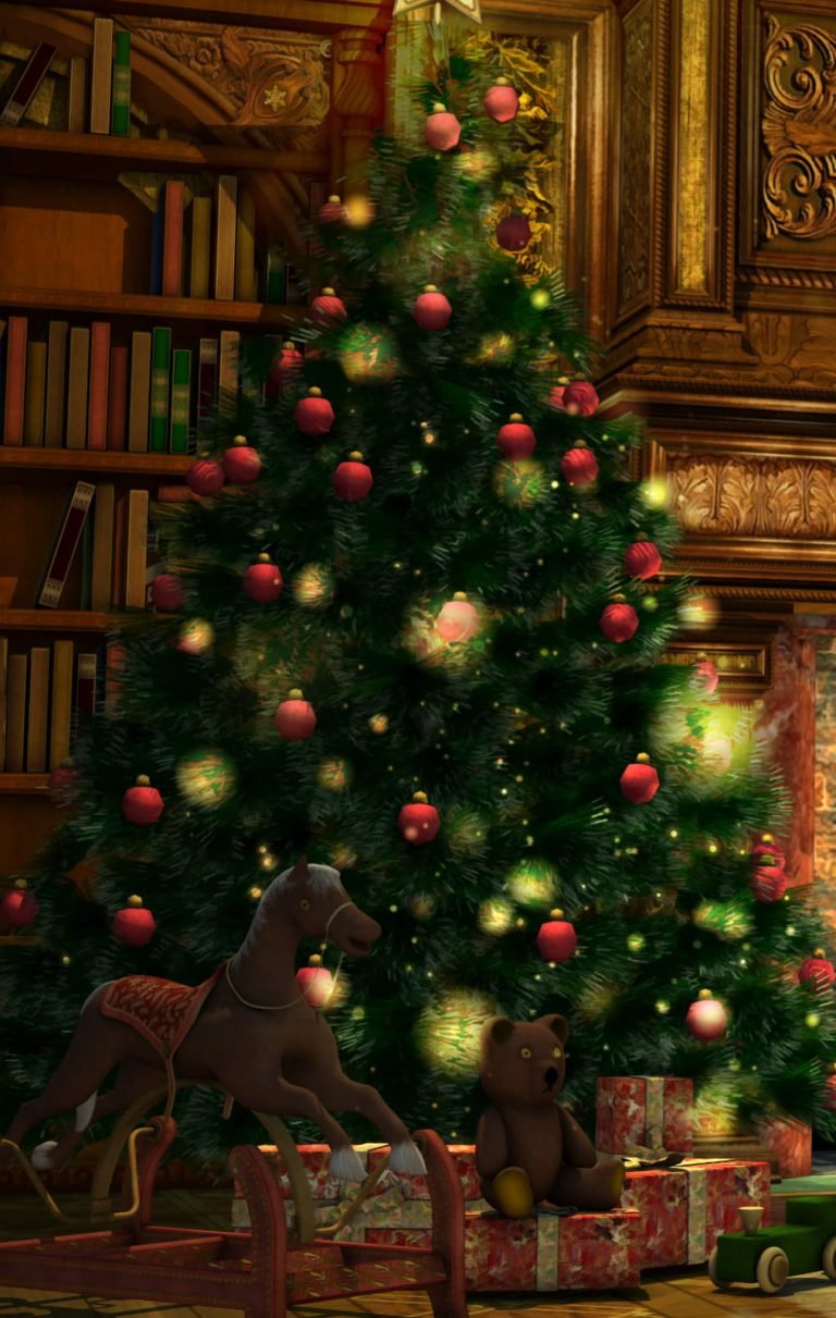 HD wallpaper christmas tree and gift painting balls decoration lights style christmas cards