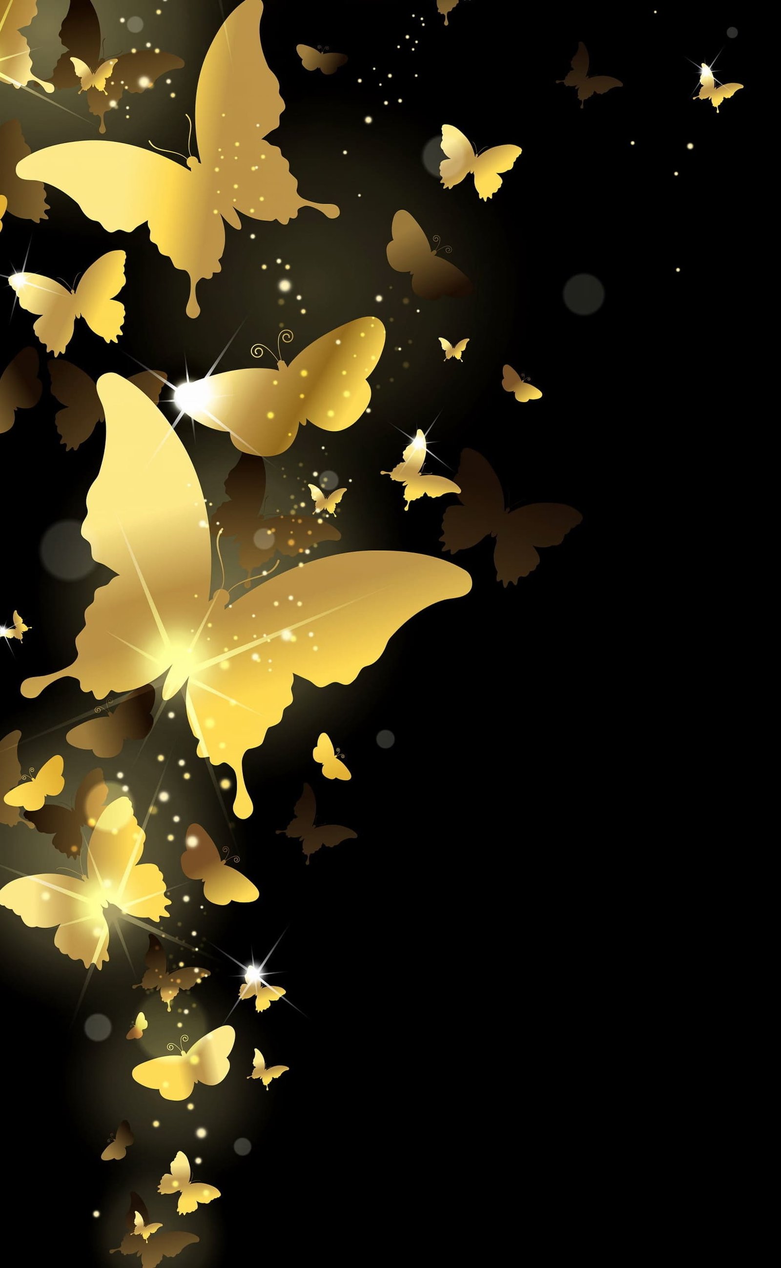 HD wallpaper gold-color butterfly wallpaper, background, golden, design, sparkle-christmas cards