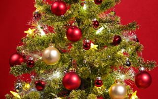 HD wallpaper green Christmas tree and assorted color gift boxes stars gifts christmas tree christmas cards 1 scaled