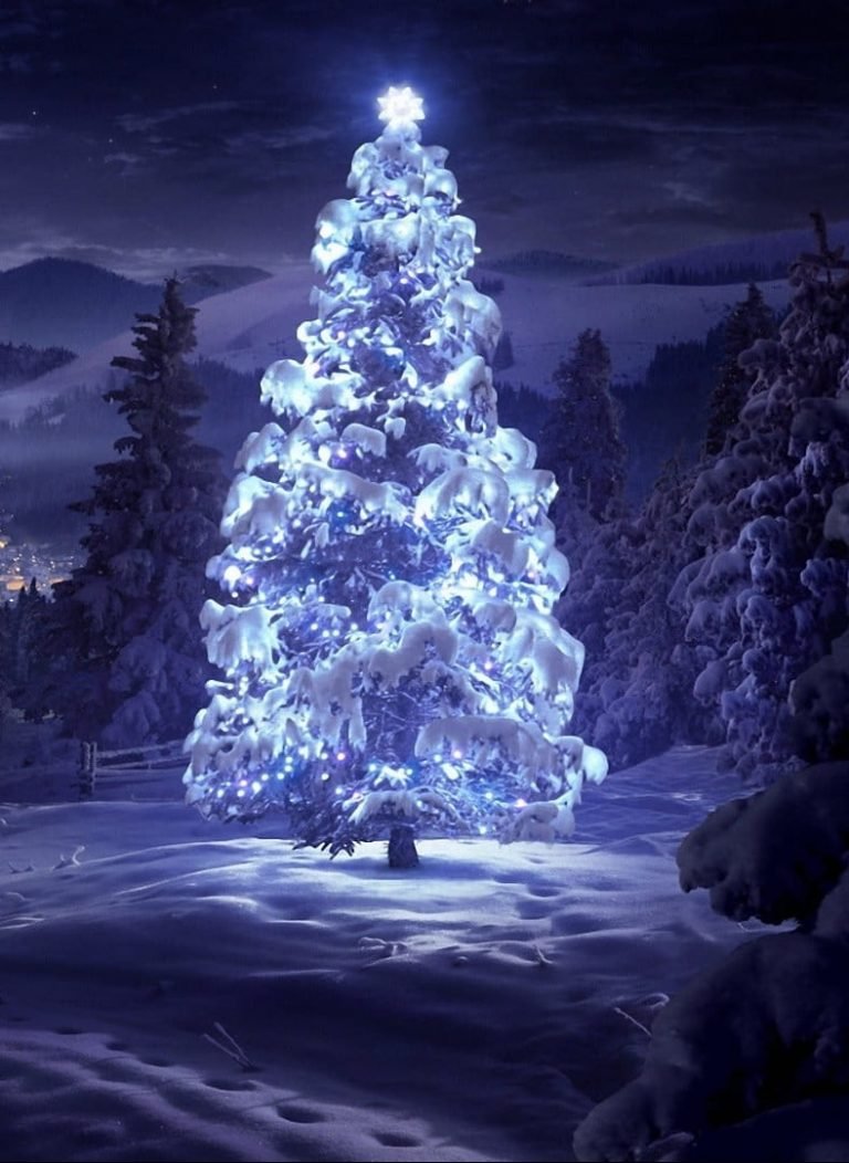 HD wallpaper white lighted tree illustration snow covered area with christmas tree