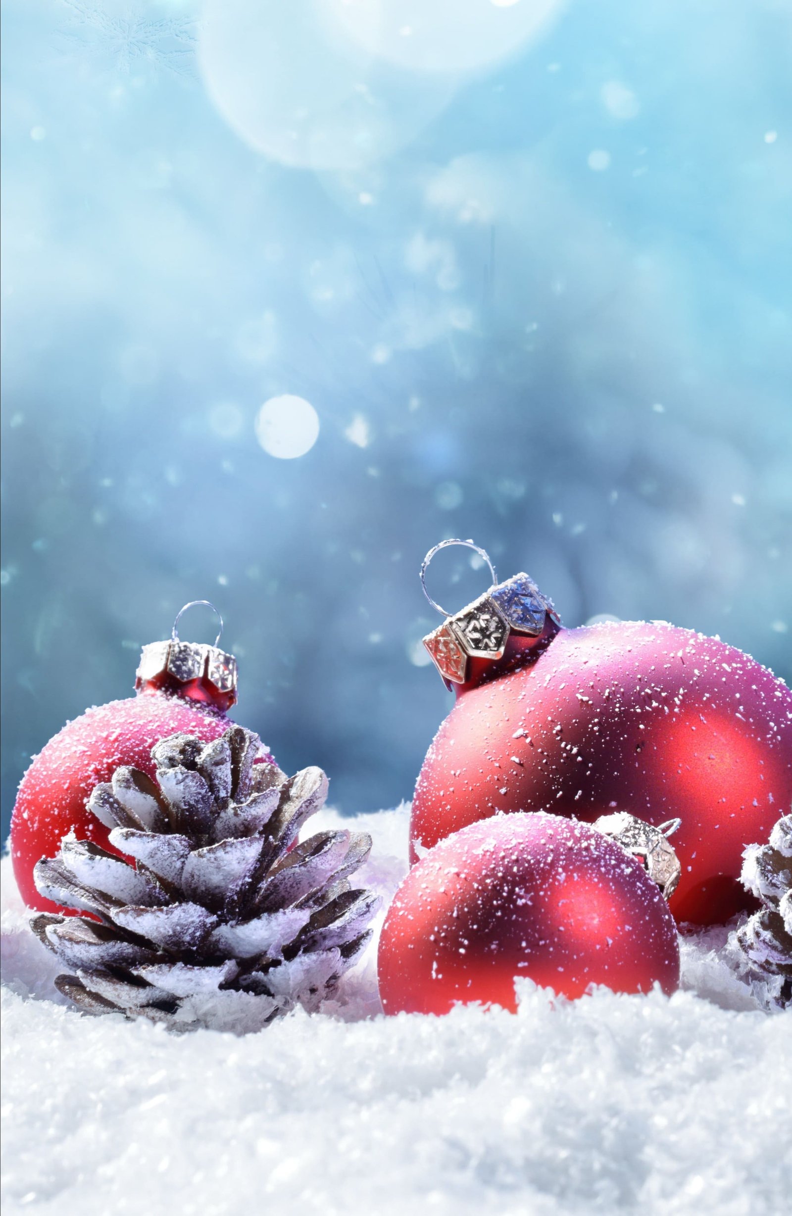 HD wallpaper winter, snow, decoration, balls, tree, New Year,christmas cards