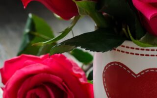 HD wallpaper Roses flowers heart red rose with white ceramic coffee cup Valentines Day cards scaled