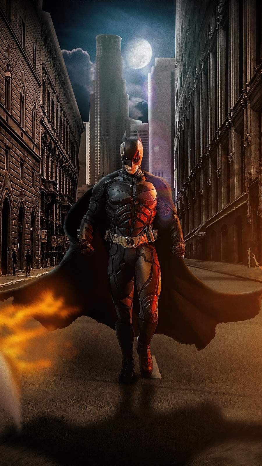 4K Batman in City iPhone Wallpaper
