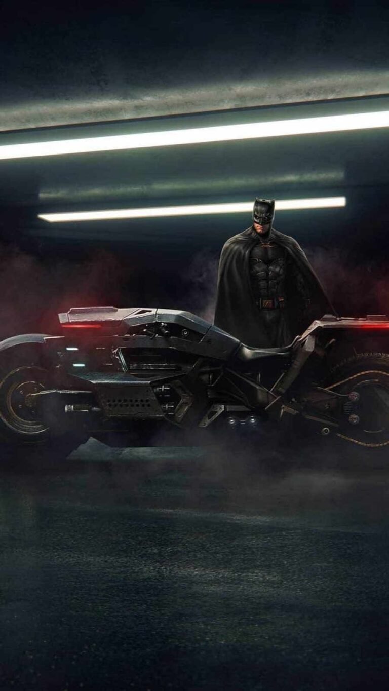 4K Batman with BatBike Ben Affleck iPhone Wallpaper