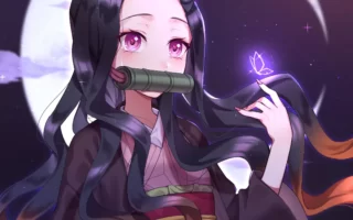 4K Demon Slayer Nezuko Wallpaper Red Ayes Kimetsu no yaiba Anime iPhone Wallpapers Digital Art scaled