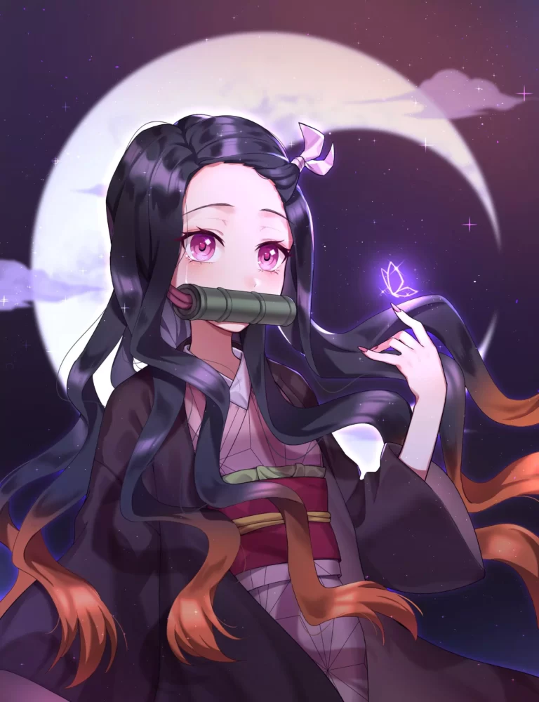 4K Demon Slayer Nezuko Wallpaper Red Ayes Kimetsu no yaiba Anime iPhone Wallpapers Digital Art scaled