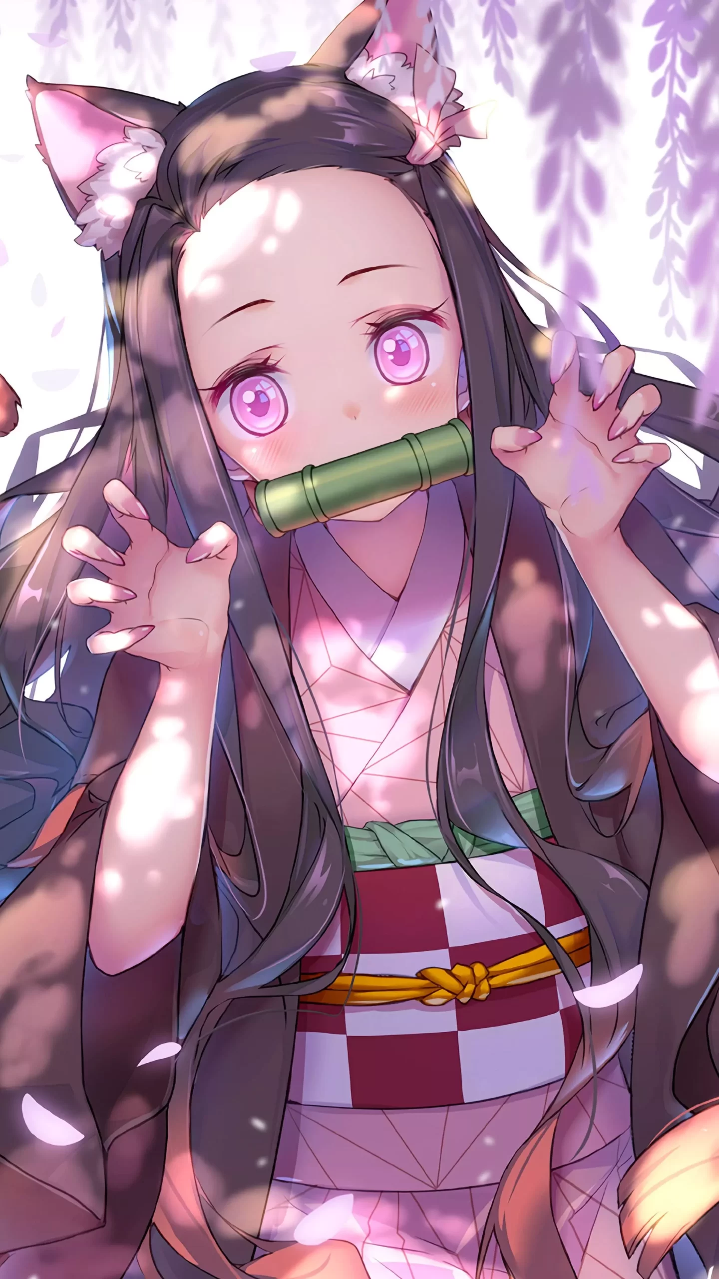 4K Demon Slayer Nezuko Wallpaper pink Kimetsu no yaiba Anime iPhone Wallpapers Digital Art scaled