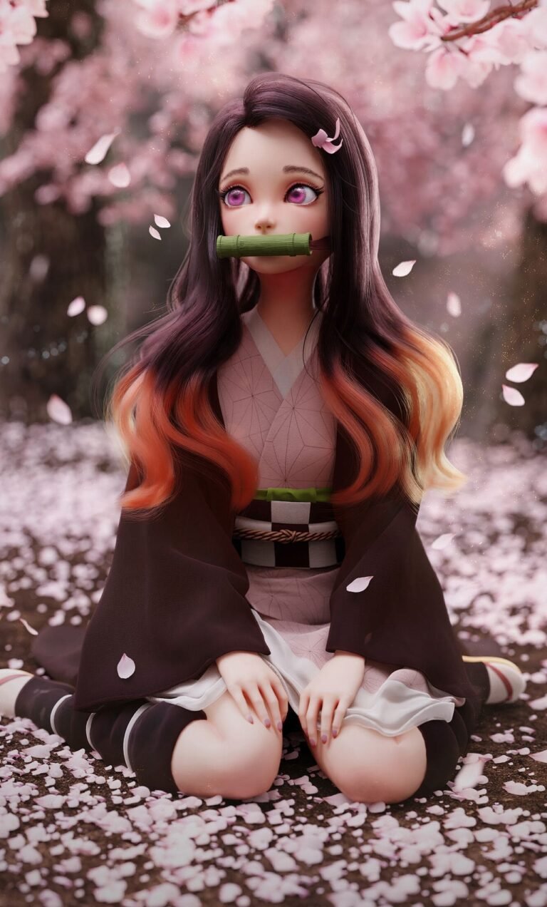 4K Super Cute Digital Art Demon Slayer Nezuko Wallpaper kimetsu no yaiba anime iPhone Wallpapers
