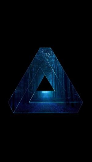 4K iPhone 13 Wallpaper Black Blue Triangle scaled