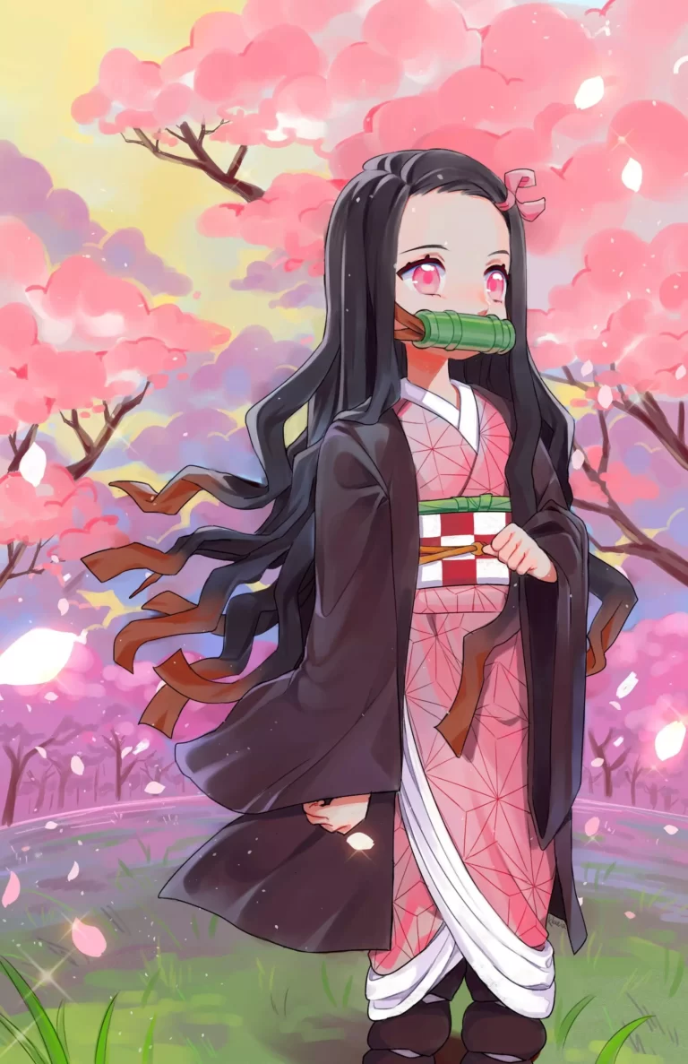 Flower 4K Demon Slayer Nezuko Wallpaper Kimetsu no yaiba Anime iPhone Wallpapers Digital Art scaled