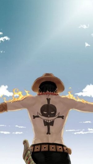 HD wallpaper One Piece Portgas D. Ace anime sky human arm limb arms outstretched iphone 13 pro max wallpaper 4k