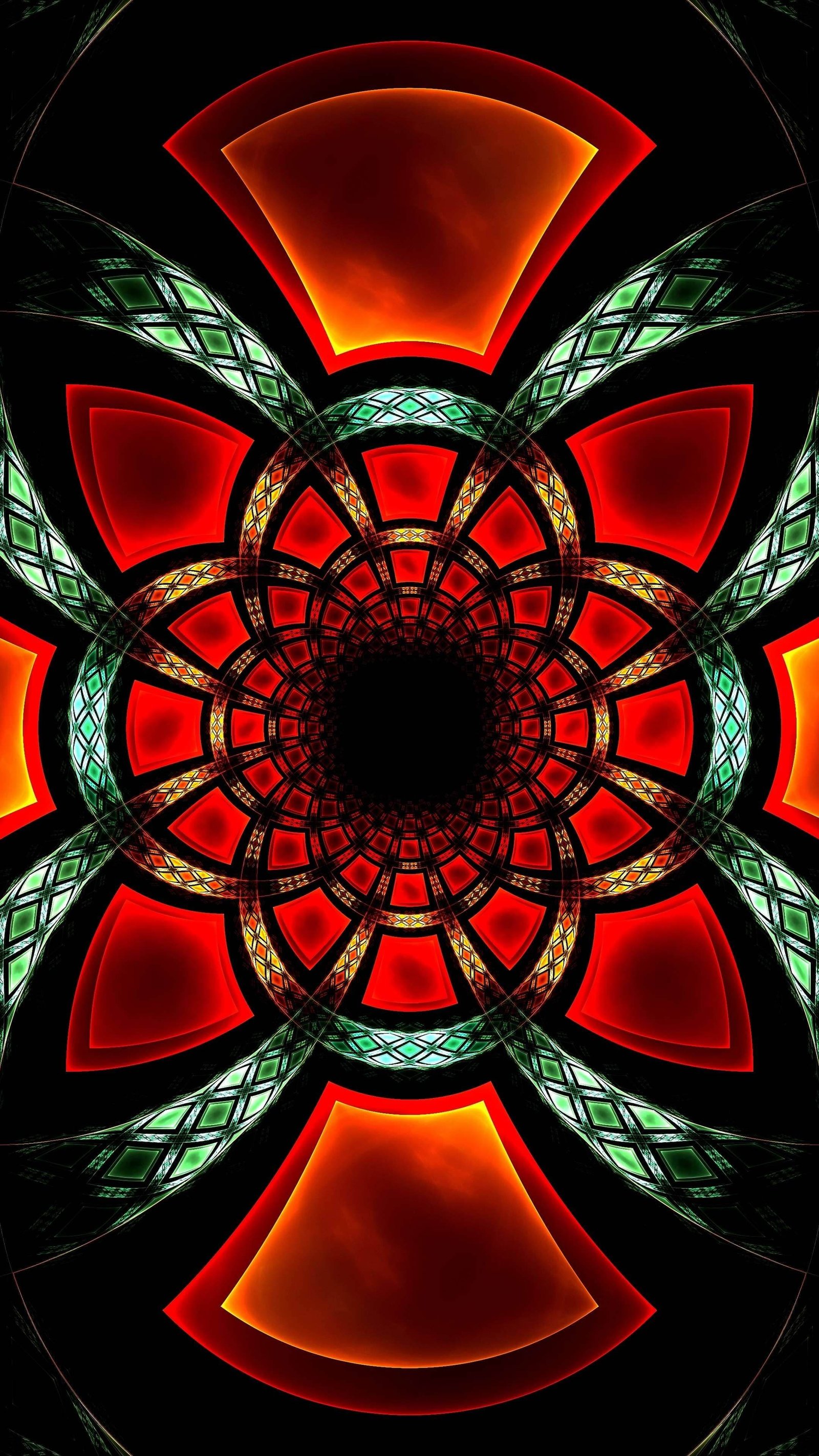 Red-Black-Fractal-4K-iPhone 13 Wallpaper