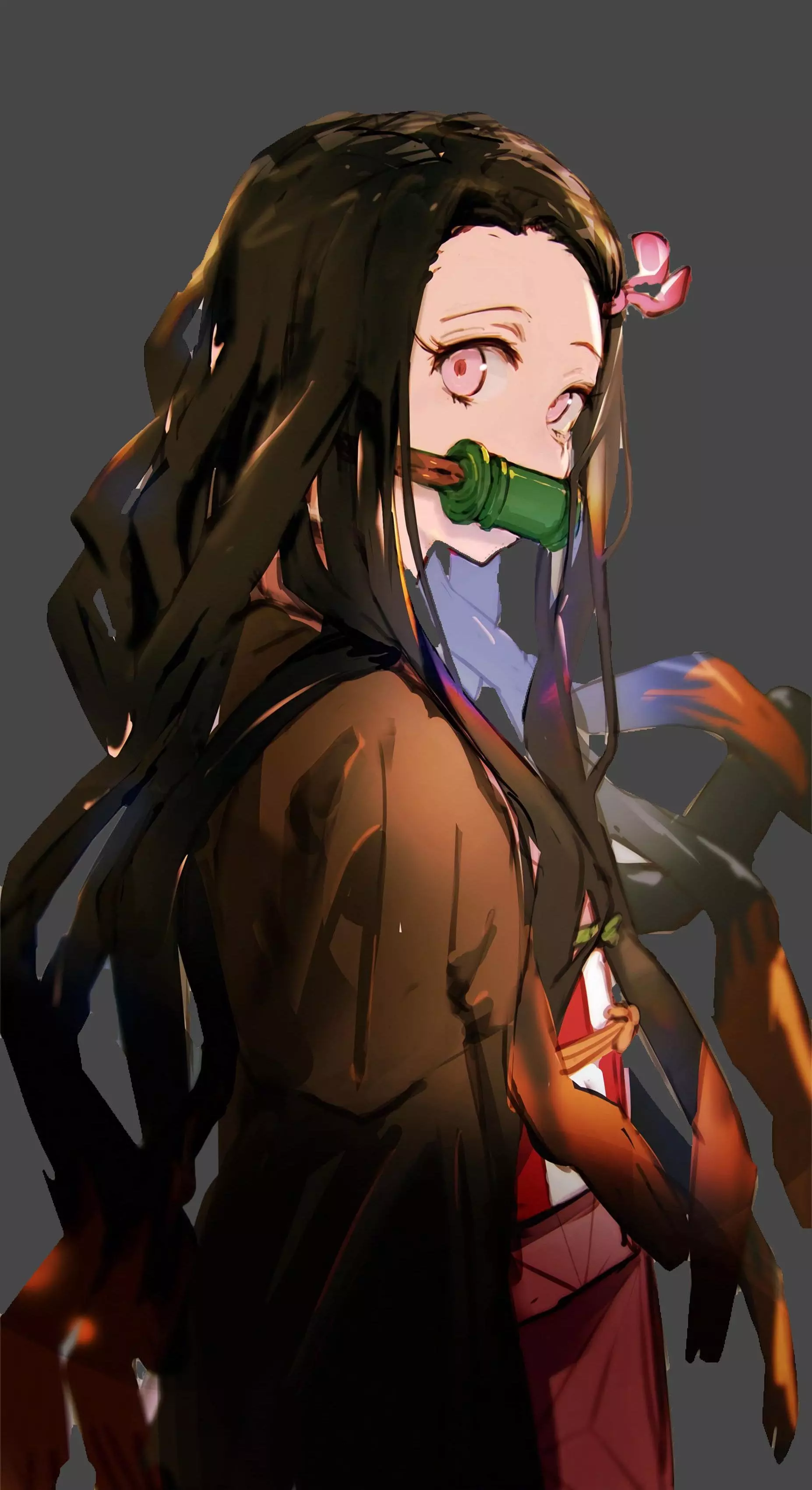 Super-4K-Demon Slayer-Nezuko Wallpaper-Kimetsu no yaiba-Anime iPhone Wallpapers-Digital Art