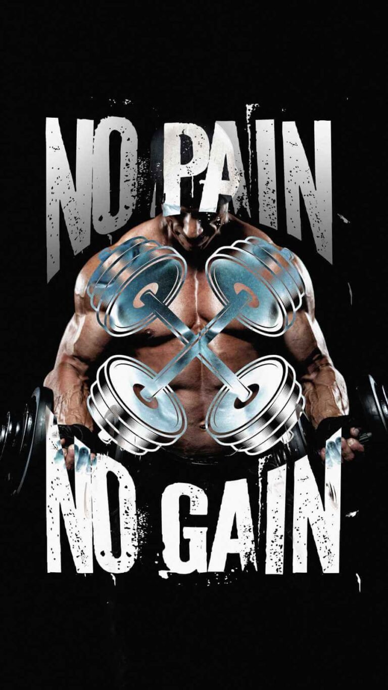 Super HD Quote No Pain No Gain Fitness iPhone Wallpaper