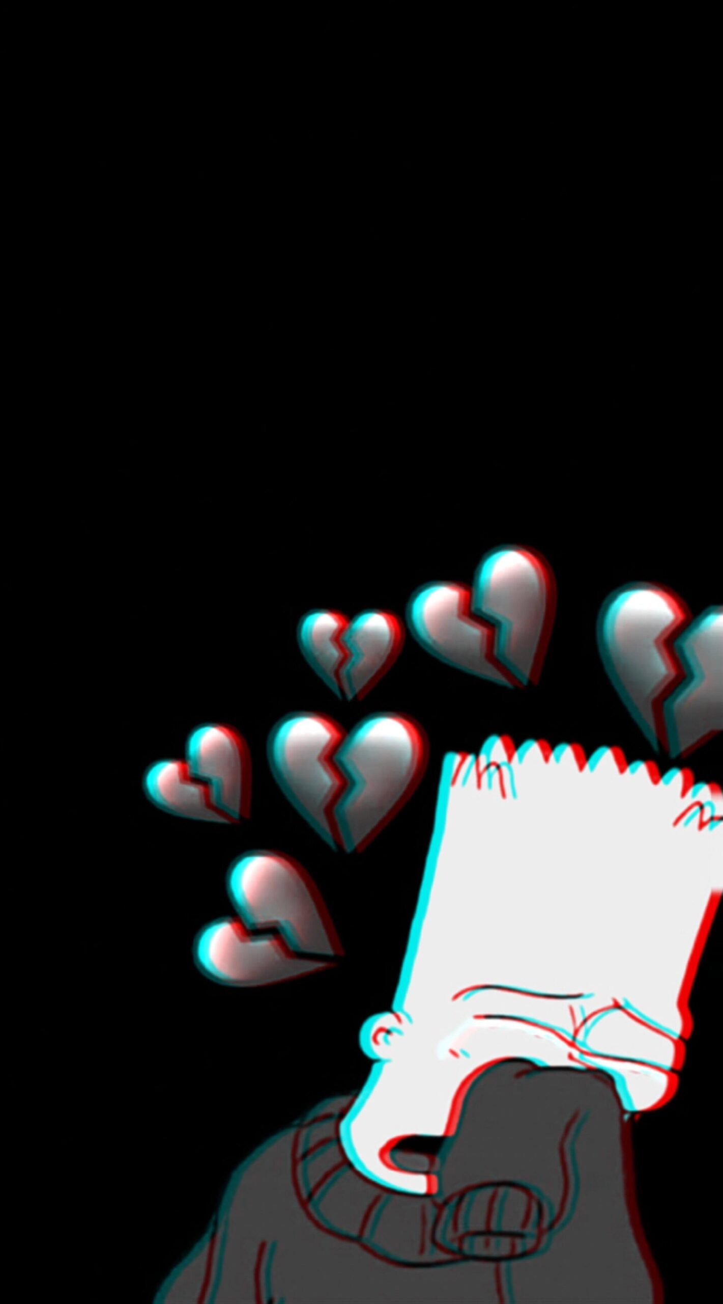 Broken heart HD minimalist black anime simson Emo iphone backgrounds scaled