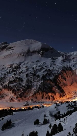 HD Wallpaper Austria Landscape Snow Night Stars Sky Light Winter and Village windows 11 wallpaper 4k
