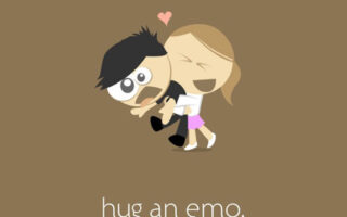 Hug an Emo HD cartoon Quote iphone wallpaper