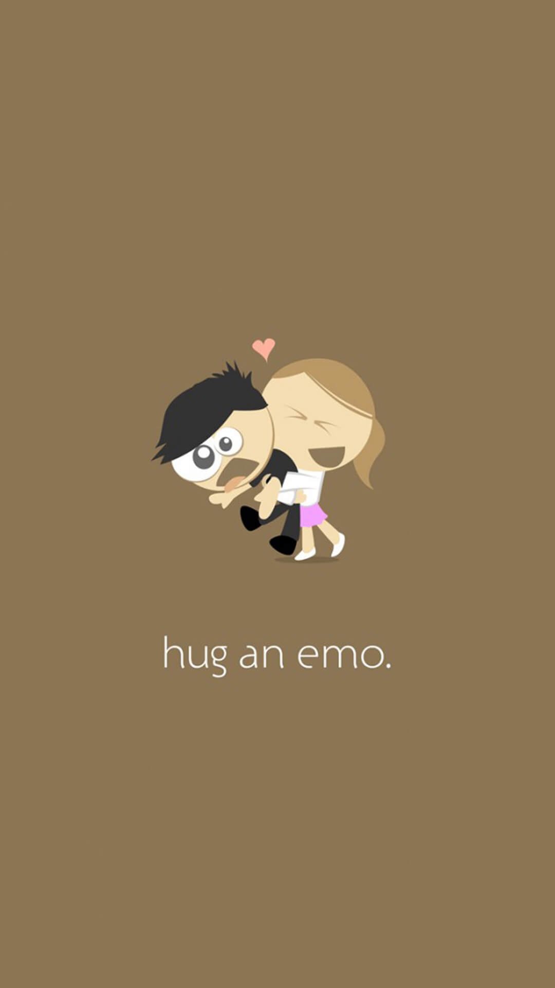 Hug an Emo HD cartoon Quote iphone wallpaper