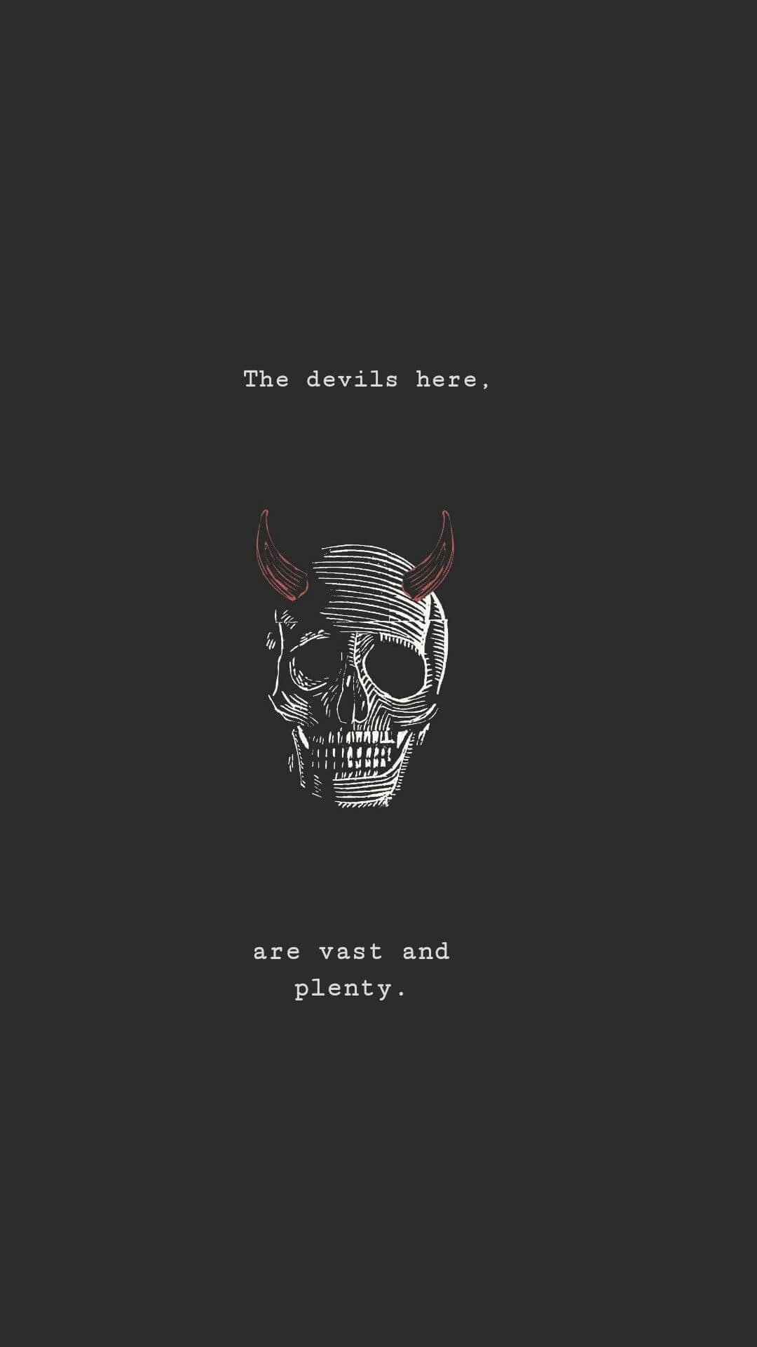 the devile here HD Black Quote Emo iPhone Wallpaper