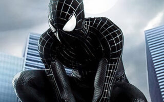 4k Black Spiderman wallpaper on the Roof iPhone backgound