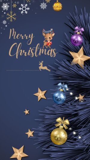 Blue and yellow minimalist Merry christmas card Aesthetic Christmas Background